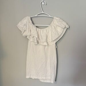 Ralph Lauren White Ruffle Short Sleeve Top